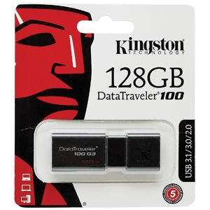 Kingston USB 3.0 128GB DataTraveler 100 Flash Drive (DT100G3/128GB)
