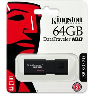 Kingston USB 3.0 64GB DataTraveler 100 Flash Drive (DT100G3/64GB)