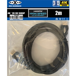 MAXAM 2M HDMI Cable M-M 28AWG Gold ver1.4 (Polybag) Retai2