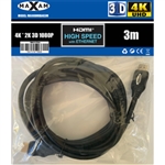 MAXAM 3M HDMI Cable M-M 28AWG Gold ver1.4 (Polybag) Retai3