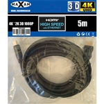 MAXAM 5M HDMI Cable M-M 28AWG Gold ver1.4 (Polybag) Retail