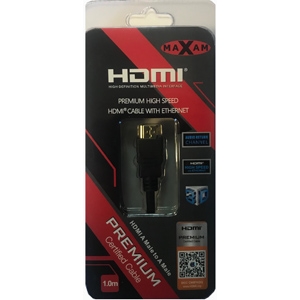 MAXAM Certified Premium HDMI M-M Cable Gold ver1.4 Retail 1M