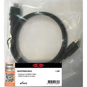 MAXAM Certified Premium HDMI M-M Cable Gold ver1.4 Retail (Polybag) 1M