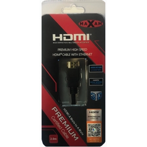 MAXAM Certified Premium HDMI M-M Cable Gold ver1.4 Retail 2M