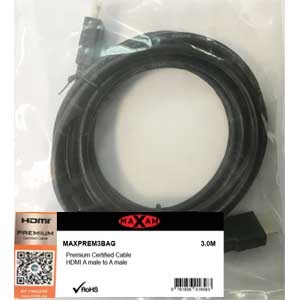 MAXAM Certified Premium HDMI M-M Cable Gold ver1.4 Retail (Polybag) 3M