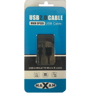 MAXAM USB 2.0 Micro B cable 3M Retail