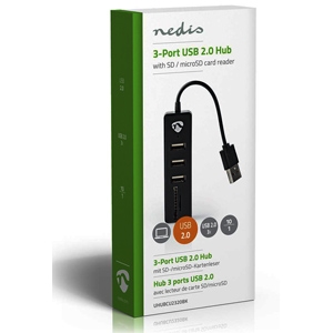 Nedis USB2.0 3 Port Hub with SD/microSD Card Reader