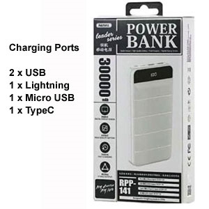 Multi Charging  Power Bank 30000mAh Universal Battery For Phones and Tablets