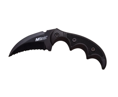 M-Tech MT-2063BK Karambit Knife - Black Fully Serrated Blade.