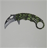Karambit Assisted Opening Knife - Green Skulls