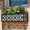 30" Nottingham Aluminum Window Box With Ornamental Wrought Iron X-Pattern And Flower