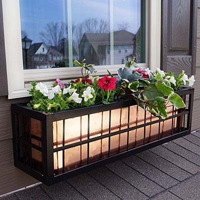 42" Springfield Square Rectangular Pattern Black Metal Window Boxes With Copper Liner