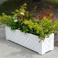 24" Lattice Long Rectangular PVC Planter