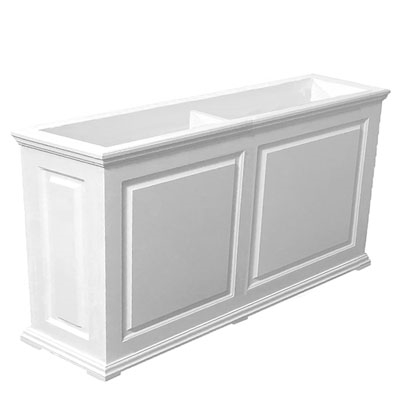 60"Long x 30"High x 18"Wide Manhattan Deluxe White Decorative PVC Planter With Raised Panel Design