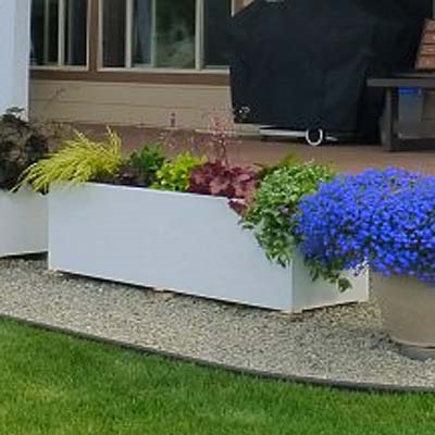 18" x 18" x 48" Modern Long, Large Simple White Outdoor Planter