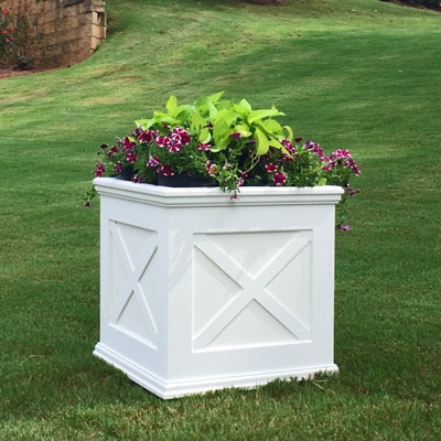 18"Long x 18"High x 18"Wide Pennsylvania Deluxe Large Heavy Duty Plastic Planter With X Cross Pattern