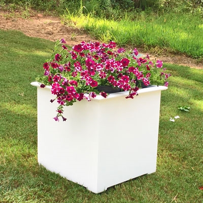 18" Cube Cunningham Decorative White Plastic Planter