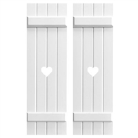 Board and Batten composite pvc exterior shutters with custom cutouts