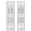 Pair of White Unpainted Louver Composite PVC Exterior Shutters with Fixed Tilt Bar