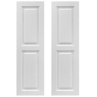 Pair of White Unpainted Raised Panel Composite PVC Exterior Shutters