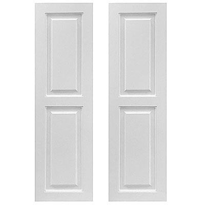 Pair of White Unpainted Raised Panel Composite PVC Exterior Shutters