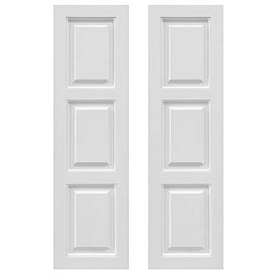 Pair of White Unpainted 33/33/33 Raised Panel Composite PVC Exterior Shutters