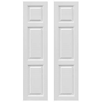 Pair of White Unpainted Transom Raised Panel Composite PVC Exterior Shutters