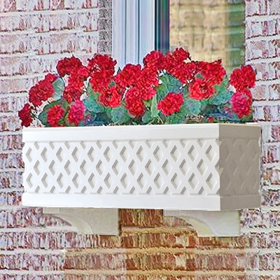 30" Lattice Self Watering PVC Window Box