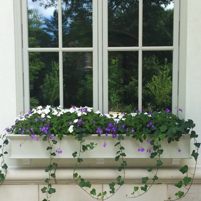 60" White Traditional PVC Window Box - No Rot with 3 FREE Brackets