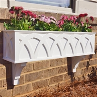 24" X Pattern PVC Window Box Planter/Flower Box with 2 FREE Brackets