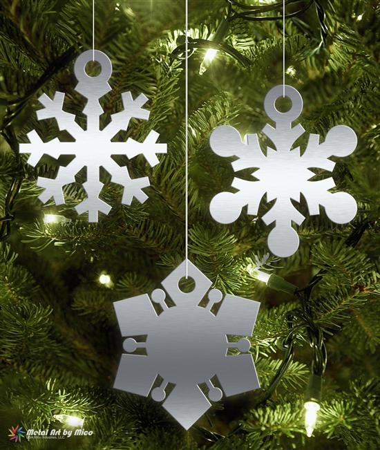 Metal Snowflake Tree Ornament Bundle (3 included)