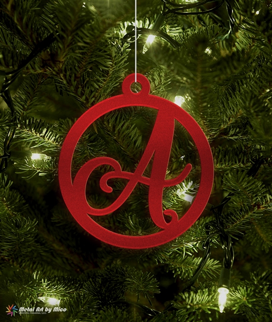 Metal Initial Monogram Tree Ornament