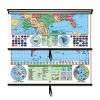 US/World Essential Combo Classroom Wall Map on Roller w/ Backboard