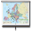 Eastern Hemisphere Essential Wall Map Set on Roller w/ Backboard; 3-Map Set