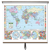 World Primary Classroom Wall Map on Roller w/ Backboard