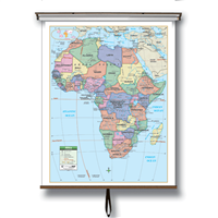 Africa Primary Classroom Wall Map on Roller w/ Backboard