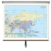 Asia Essential Classroom Wall Map on Roller w/ Backboard