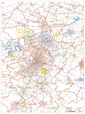 Austin metro zip code Map