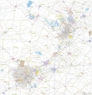 Austin - San Antonio metro Map