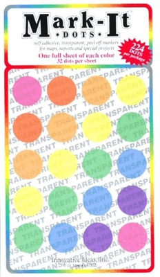 transparent stick-on dots 3/4" map stickers mixed colors