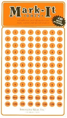 Stick-on Dots Medium 1/4" Numbered 1-240 ORANGE