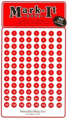 Stick-on Dots Medium 1/4" Numbered 1-240 red