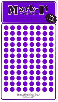 600 Purple 1/4" map stick-on map dots