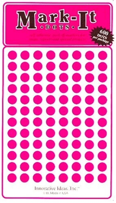 600 pink 1/4" map stick-on map dots