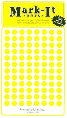 600 yellow 1/4" map stick-on map dots