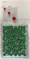 Dark Green, medium, round-head MAP PINS 100/box. 1/8" head and 5/16" shaft length.