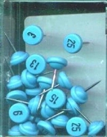 Light Blue numbered map pins by Moore Map Tack. 100/box. 1/4" head and 5/16" shaft length.