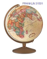 FRANKLIN 12" INCH GLOBE ANTIQUE RAISED-RELIEF