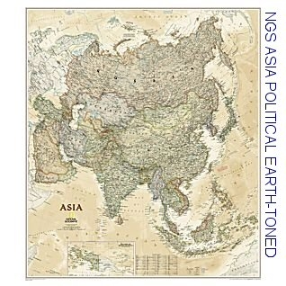 National Geographic Asia Political Earth-toned color