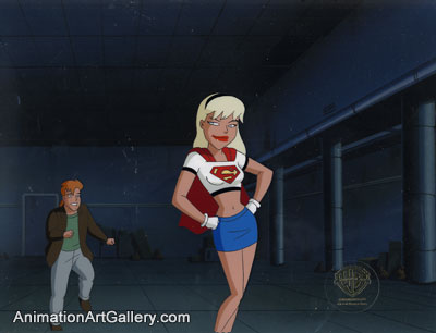 Production Cel of Supergirl and Jimmy Olsen from Superman: The Animated Series (1996 - 2000)